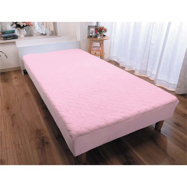 パッド一体型タオル素材　ボックスシーツ　ピンク